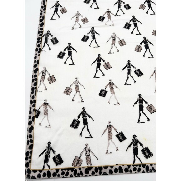 YSL Yves Saint Laurent Leopard Print Scarf Girl w/ Shopping Bag Artwork Y2K - Picture 5 of 10